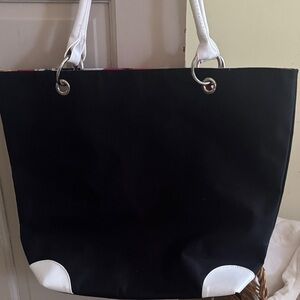 Lancome Black Satchel with White Accents. EUC